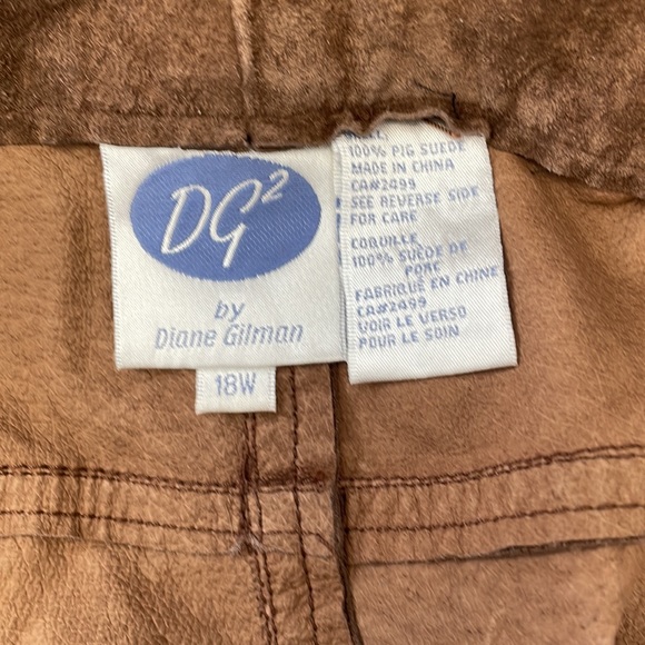Dg2 Diane Gilman, Pig Suede Pants, Brown. SZ 18W - Picture 7 of 8